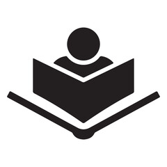 Person reading a book icon symbol of education and knowledge representing literature learning and personal development silhouette vector illustration