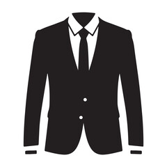 Professional Business Suit Black and White Icon for Formal Wear and Career Success Vector Illustration Graphic