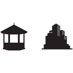 Silhouette Gazebo and Cityscape Graphic Icon Design for Architecture and Urban Planning Projects Vector Illustration Isolated on White Background
