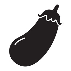 Simple black eggplant illustration on white background ideal for recipe books or menus showing healthy eating and vegetables