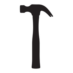 Simple Black Hammer Silhouette on White Background for Construction DIY and Home Improvement Projects Perfect for Vector Graphics