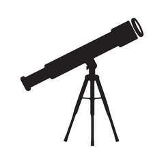 Telescope Silhouette Vector Illustration for Astronomy Science Education and Discoveries of the Universe and Space Exploration