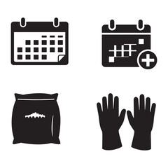 Vector Illustration Featuring Gardening Icons Including Calendar Bag and Gloves Showing Planning and Protection