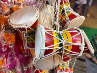 small, two-headed drums, traditional Indian hand percussion instrument.