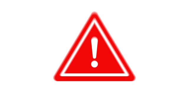 Animated warning sign appearing on transparent background video, alert sign video