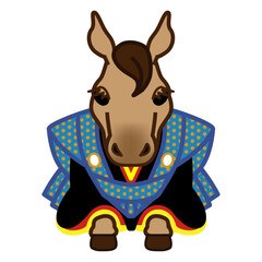 午年　年賀素材　袴を着た馬のキャラクター