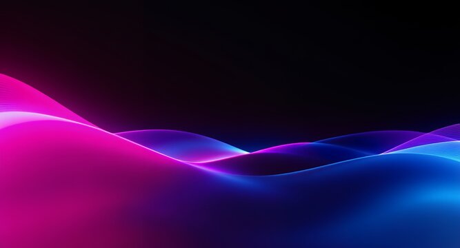 Vibrant Abstract Digital Waves Background with Glowing Neon Pink, Blue, and Purple Light Effects. Dynamic Fluid Lines in a Futuristic Gradient Design Perfect for Modern Technology Concepts and Cr