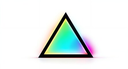 Fototapeta premium Vibrant Gradient Triangle Outline Illuminating a White Background with Dynamic Colorful Glow. Abstract Geometric Shape Concept for Technology, Innovation, and Digital Design.