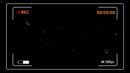 Retro VHS Camcorder Viewfinder Recording Overlay. Vintage 90s screen look, dust, grain, static, and glitch effect loop. Alpha channel compatible. - Powered by Adobe
