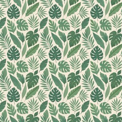 seamless pattern with green leaves