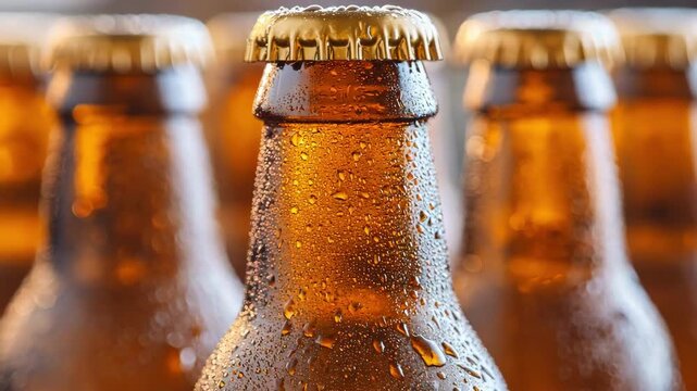 Refreshing cold beer bottles with condensation, perfect for a hot day.