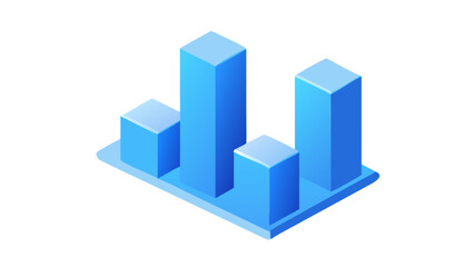 Isometric bar chart representing data visualization, analysis, and statistical information in a modern design