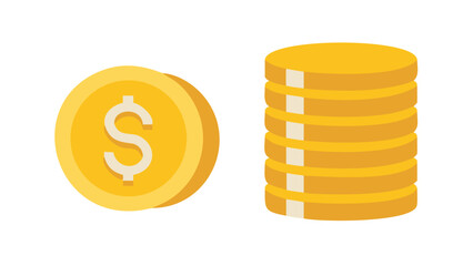 Illustration of gold coins and a stack of gold coins, representing wealth, finance, and economic prosperity