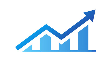 Illustration of a bar graph with an upward arrow, representing growth, progress, success, and positive trends