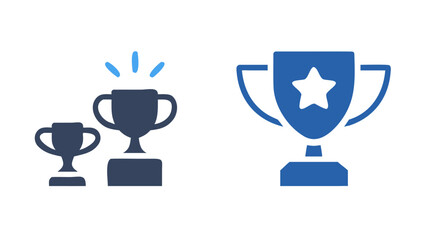 Achievement concept showing two trophies of different sizes, symbolizing success and recognition of accomplishments