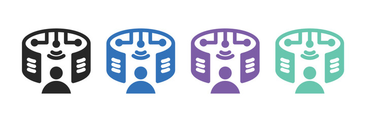 Virtual Reality Icon Pack in Glyph Black and Colored Style