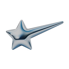 Obraz premium シンプルな流れ星のメタリック3Dアイコン。Y2Kスタイルのあしらいスタンプイラスト