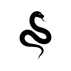 Fototapeta premium Black snake icon in coiled pose