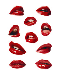 Red Lips Collection: A captivating collection of full, luscious red lips in a variety of expressive poses, each one a statement of confidence and allure.