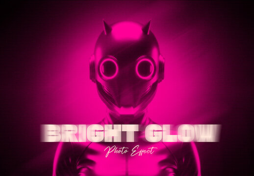 Neon Pink Bright Glow Portrait Photo Effect