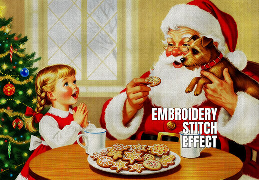 Christmas Cross-Stitch Embroidery Pattern Photo Effect