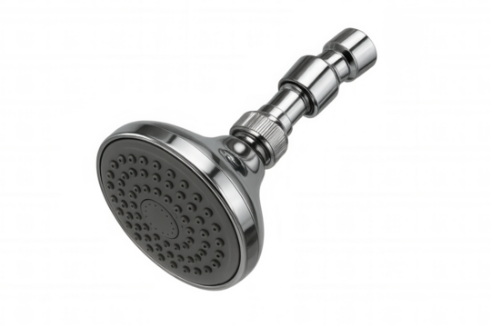 Chrome shower head for bathroom hygiene and modern plumbing systems, creating a refreshing bathing experience with water