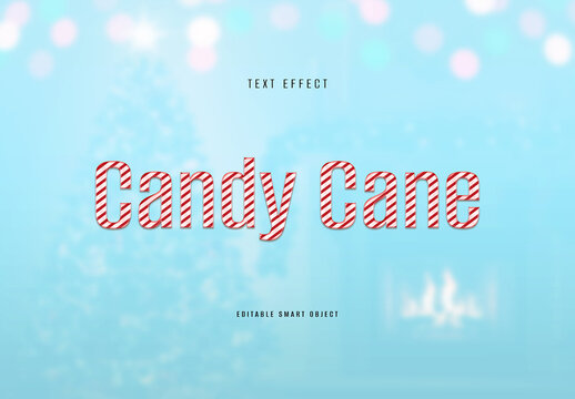 Striped Candy Cane Christmas Text Effect PSD