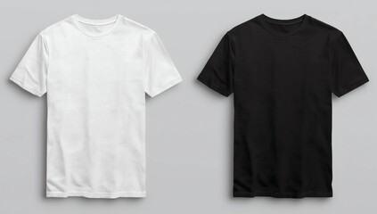 Blank long sleve shirt mock up template, front and back view, isolated on white, plain black and white t-shirt mockup. Long sleeved tee design presentation for print