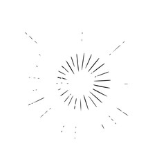 Minimalist black silhouette vector of a illustration of a burst pattern with radiating lines emanating from a central circular shape design element