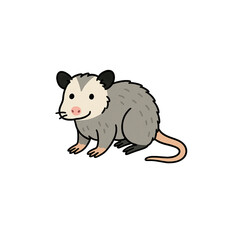 オポッサムのカラーアイコン、動物、イラスト、素材、背景なし、資料作り