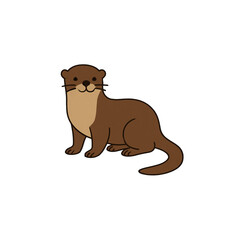 イタチのカラーアイコン、野生、動物、イラスト、素材、背景なし、資料作り