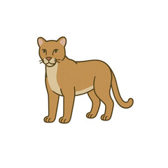 ピューマのカラーアイコン、動物、イラスト、素材、背景なし、資料作り