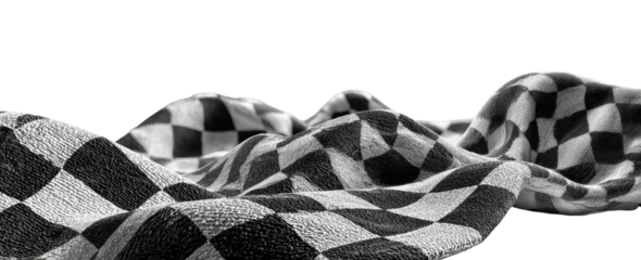 Wavy checkered fabric on black background