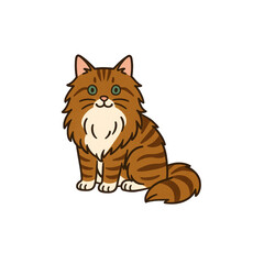 ノルウェージャンフォレストキャットのカラーアイコン、猫、動物、イラスト、素材、背景なし、資料作り