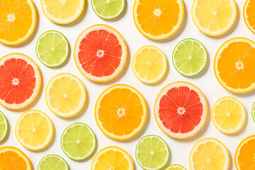 Fototapeta premium Colorful Citrus Fruit Slices Arrangement