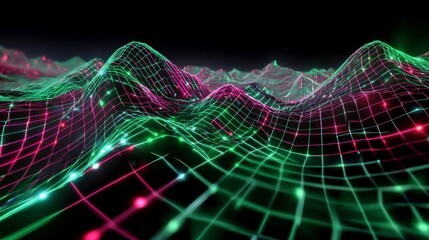 Dynamic visualization of futuristic data waves virtual space digital art high-tech environment abstract viewpoint