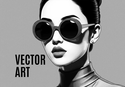 Monochrome Vector Art Fashion Portrait Photo Effect