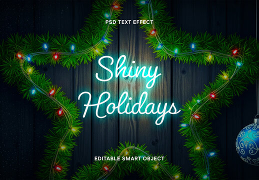 Christmas Neon Glow Shiny Holiday PSD Text Effect