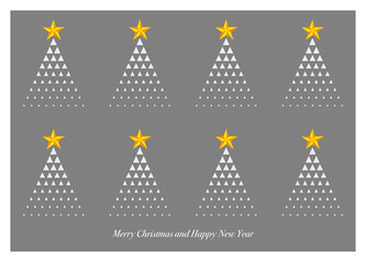 Geometric Christmas tree pattern: the group of white triangles with star on a grey background 