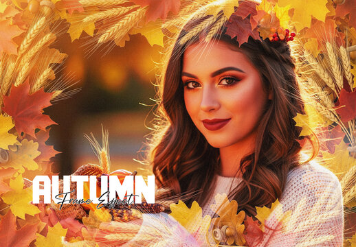 Golden Autumn Portrait Frame Photo Effect