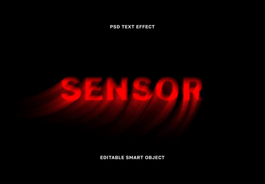Red Glitch Sensor Text Effect Mockup