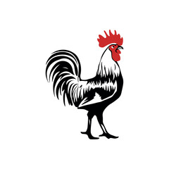 Striking illustration of a proud rooster with a vibrant red comb