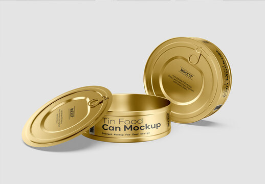 Golden Tin Food Can Container Mockup