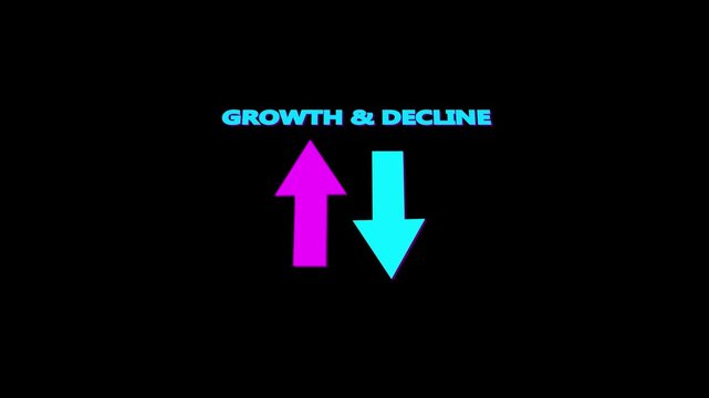Growth and Decline control concept animation by digital data business graph icon. Virtual decline and growth icons to Improve work efficiency for growth control and decline reduction