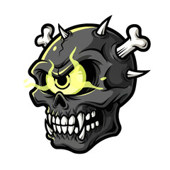 Skull with One Eye and Bones A Cartoonish Gothic Vampire Icon