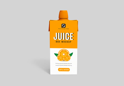 Fruity Juice Pack Packaging PSD Mockup with Screw Cap