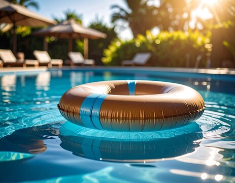 Pool float in sunny resort