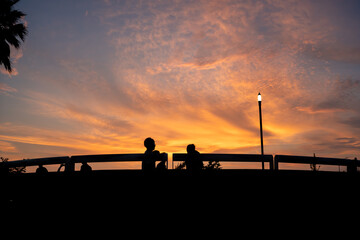 江の島海岸の夕焼け