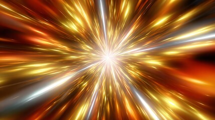Obraz premium A vibrant explosion of light beams radiating from a central point, showcasing an abstract representation of energy and motion, ideal for themes related to science, technology, and 