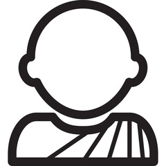 Black Line Art Icon of a Person Wearing a Monk Robe with a Transparent Background